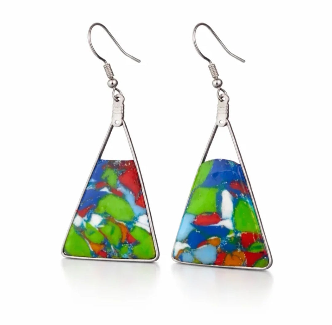 Pendientes de plata de bonito mosaico