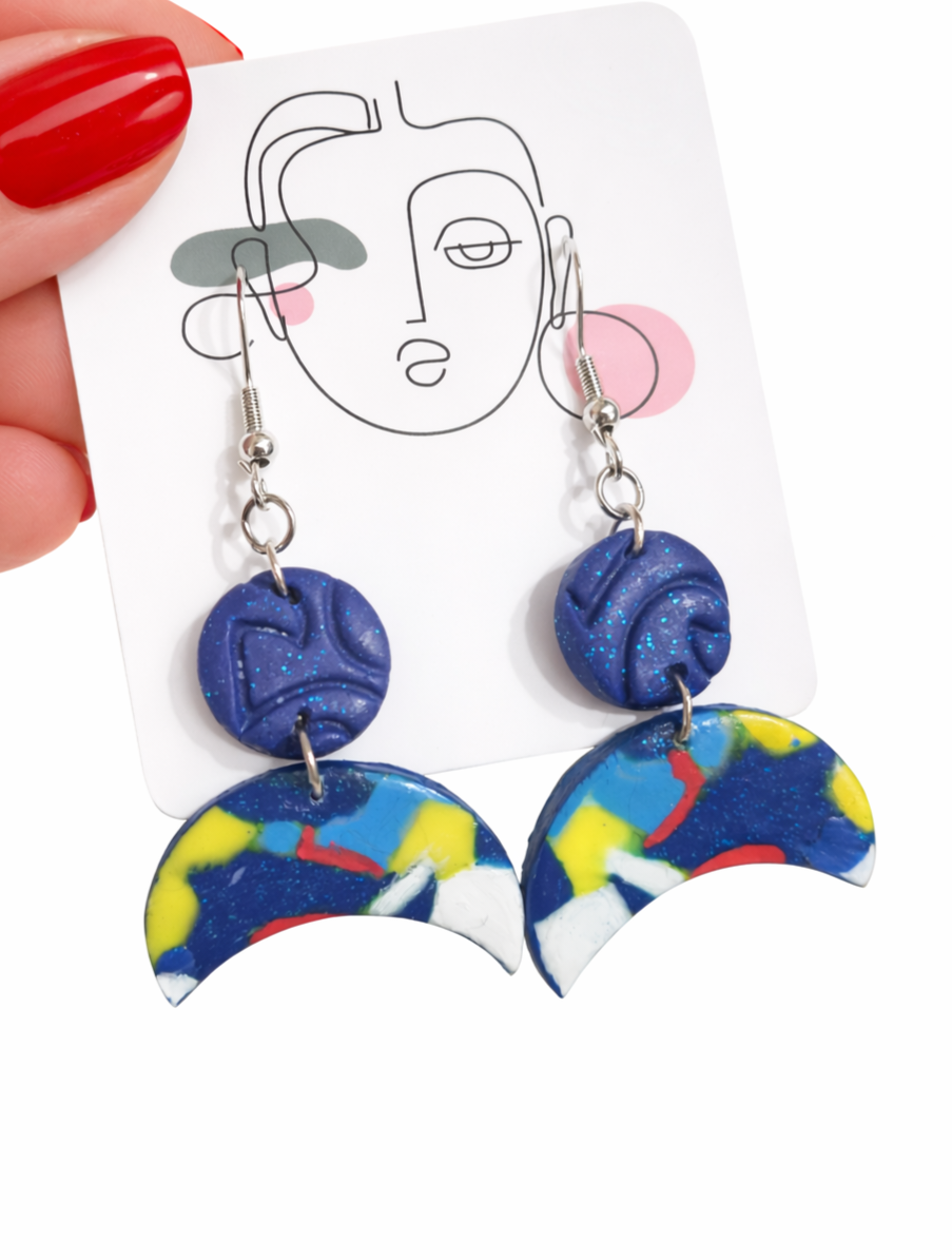 Pendientes de plata diseño de media luna