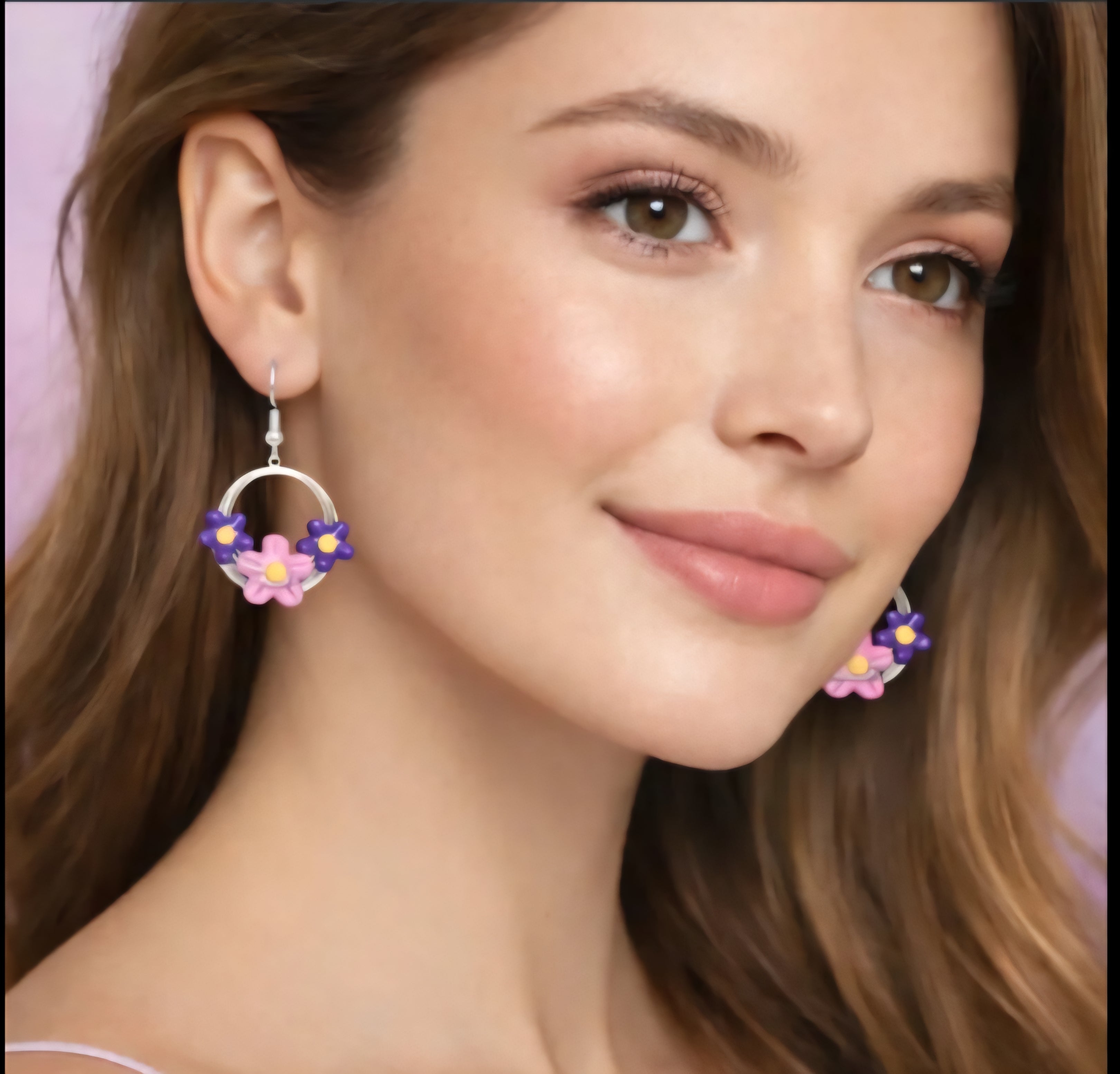 Pendientes de plata en tonos lilas
