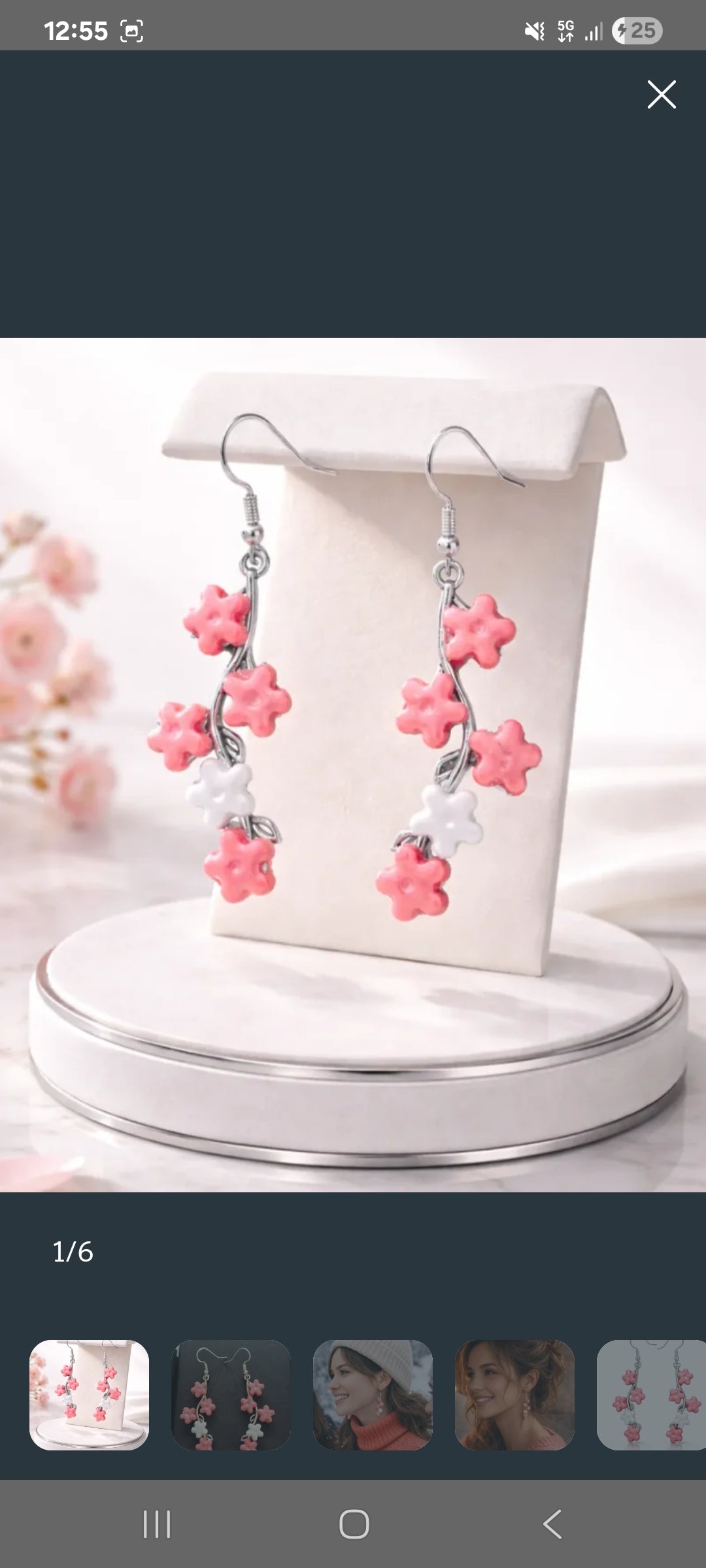 Llamativos pendientes de plata tono coral