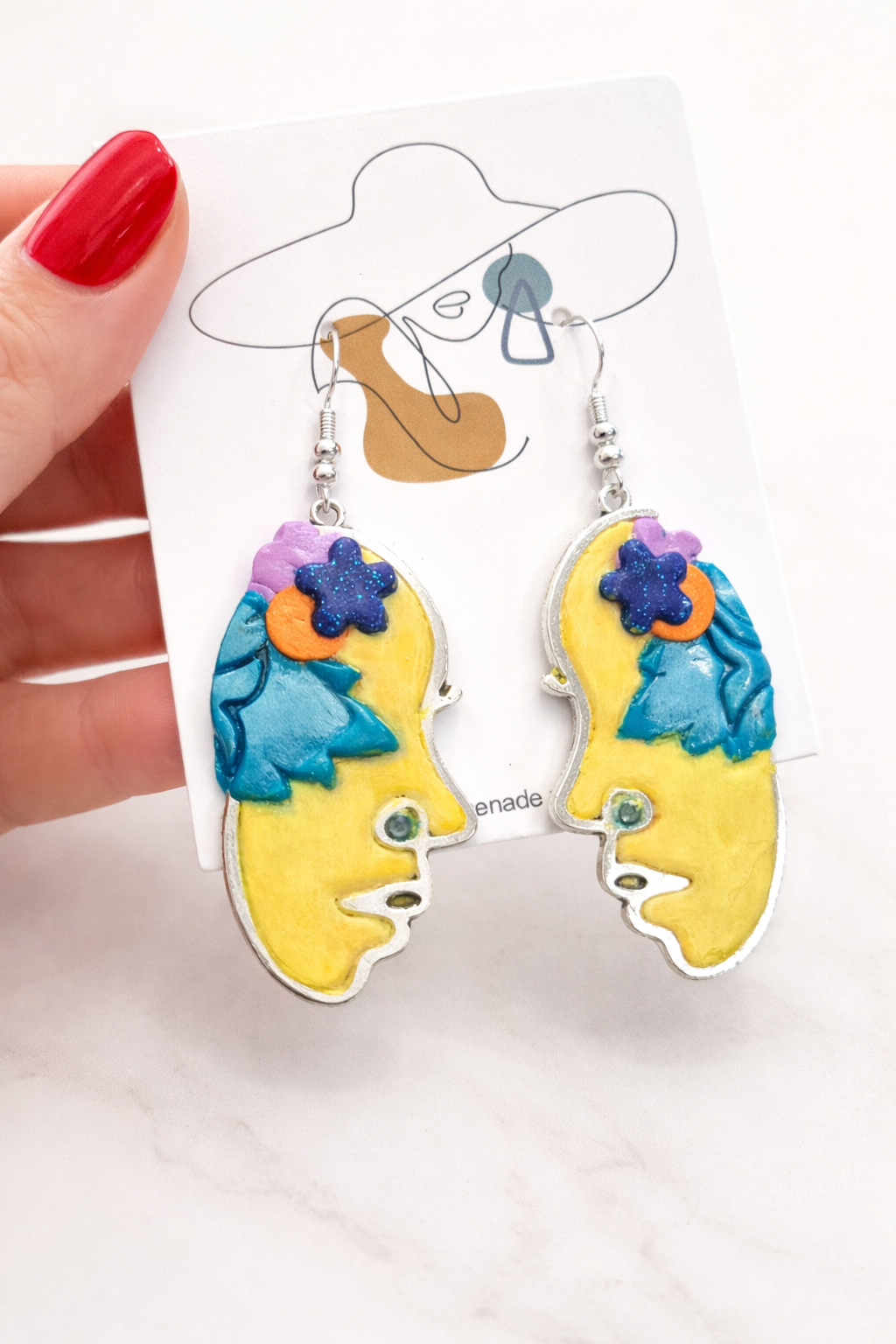 Pendientes de plata de diseño abstracto