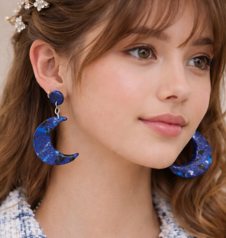 Pendientes llamativos forma de luna