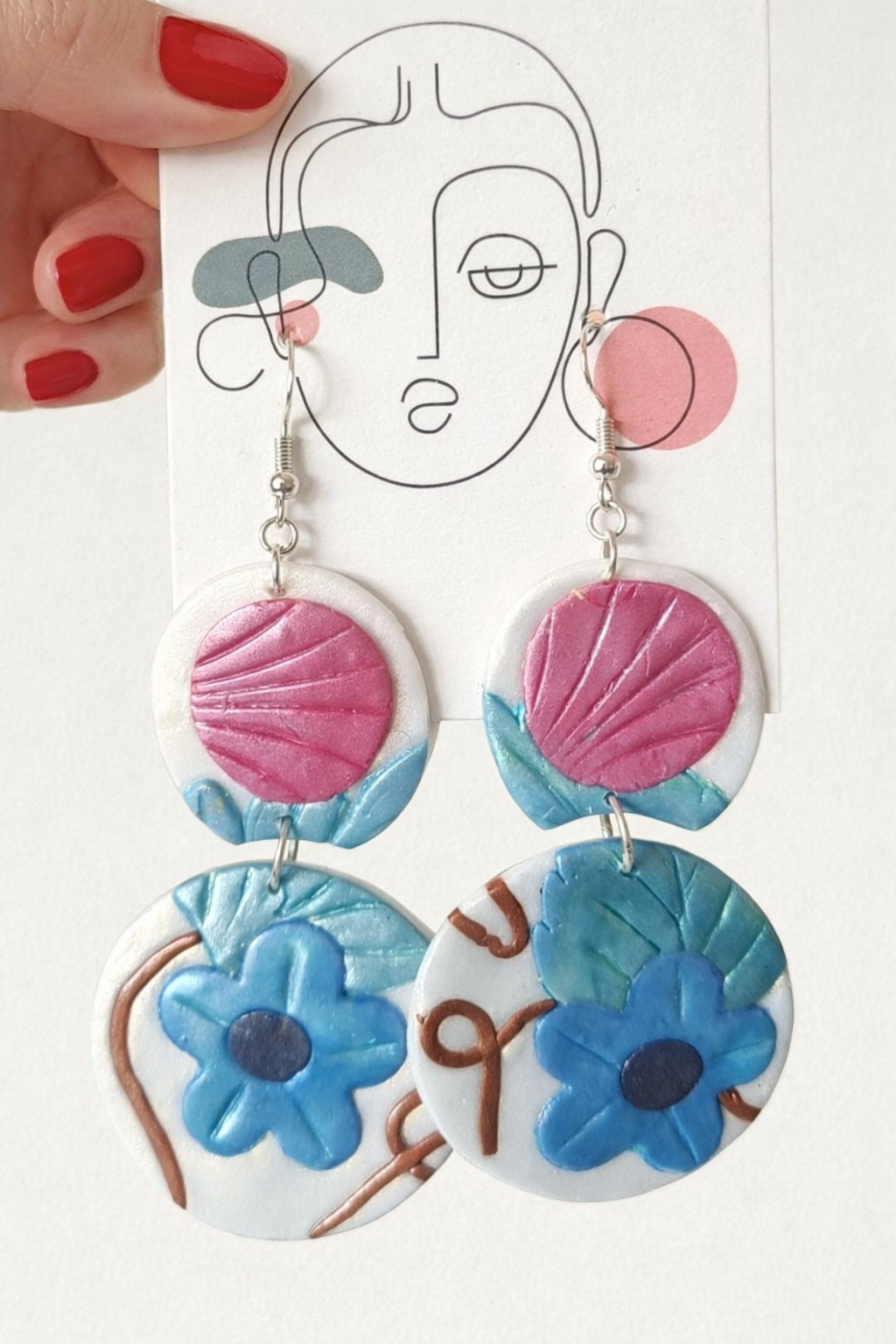 Preciosos pendientes de plata de dos piezas