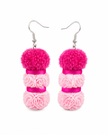 Pendientes de plata con pompones rosa