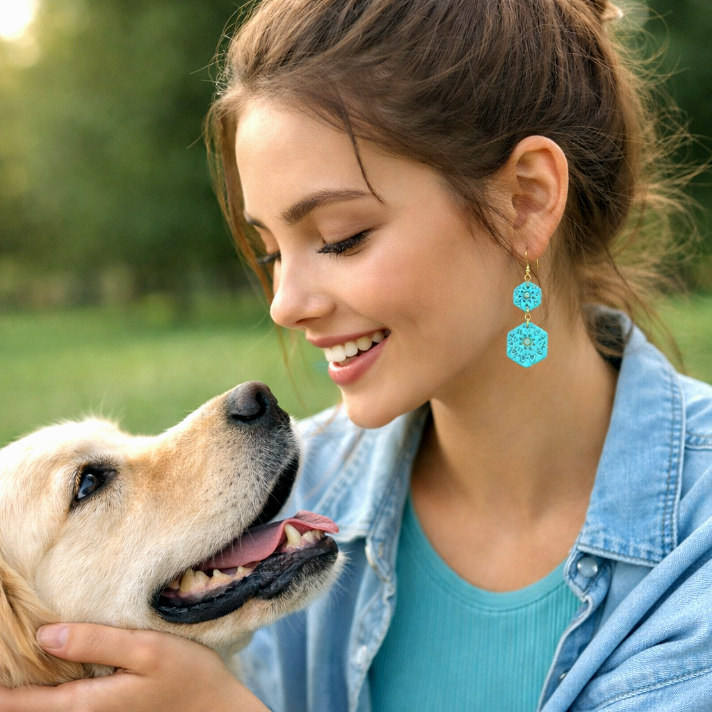 llamativos pendientes tono turquesa