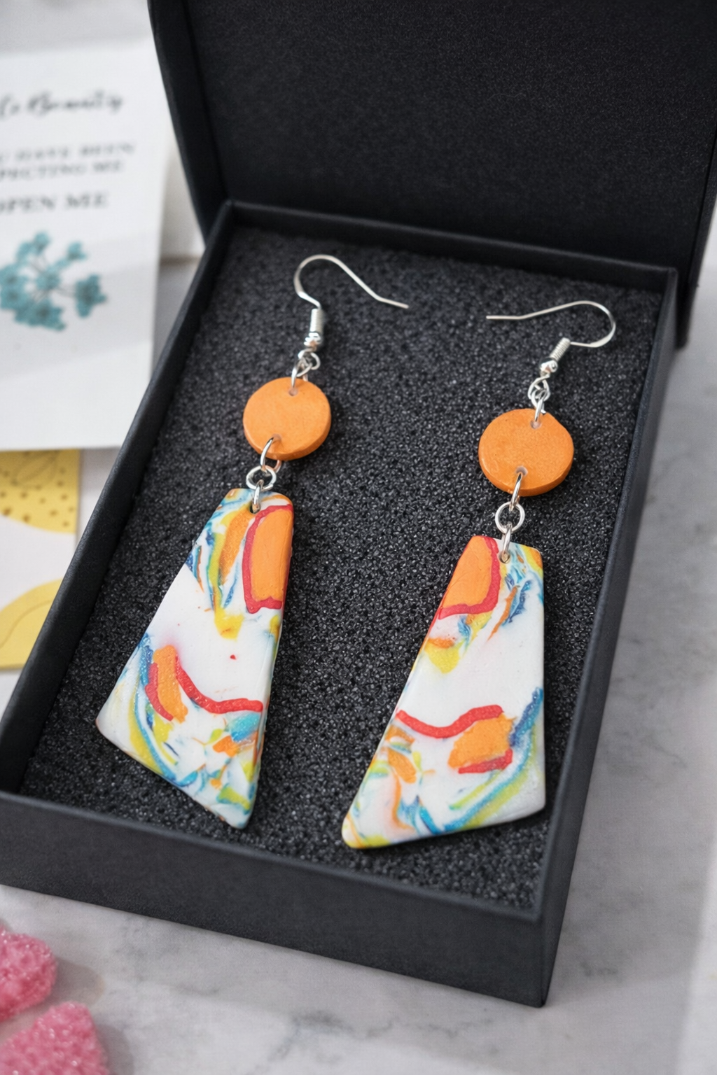 Silver earrings in cheerful colors