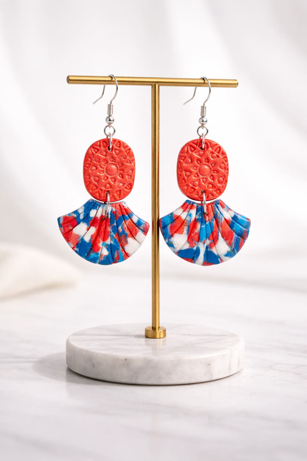 Pendientes de plata en tono coral