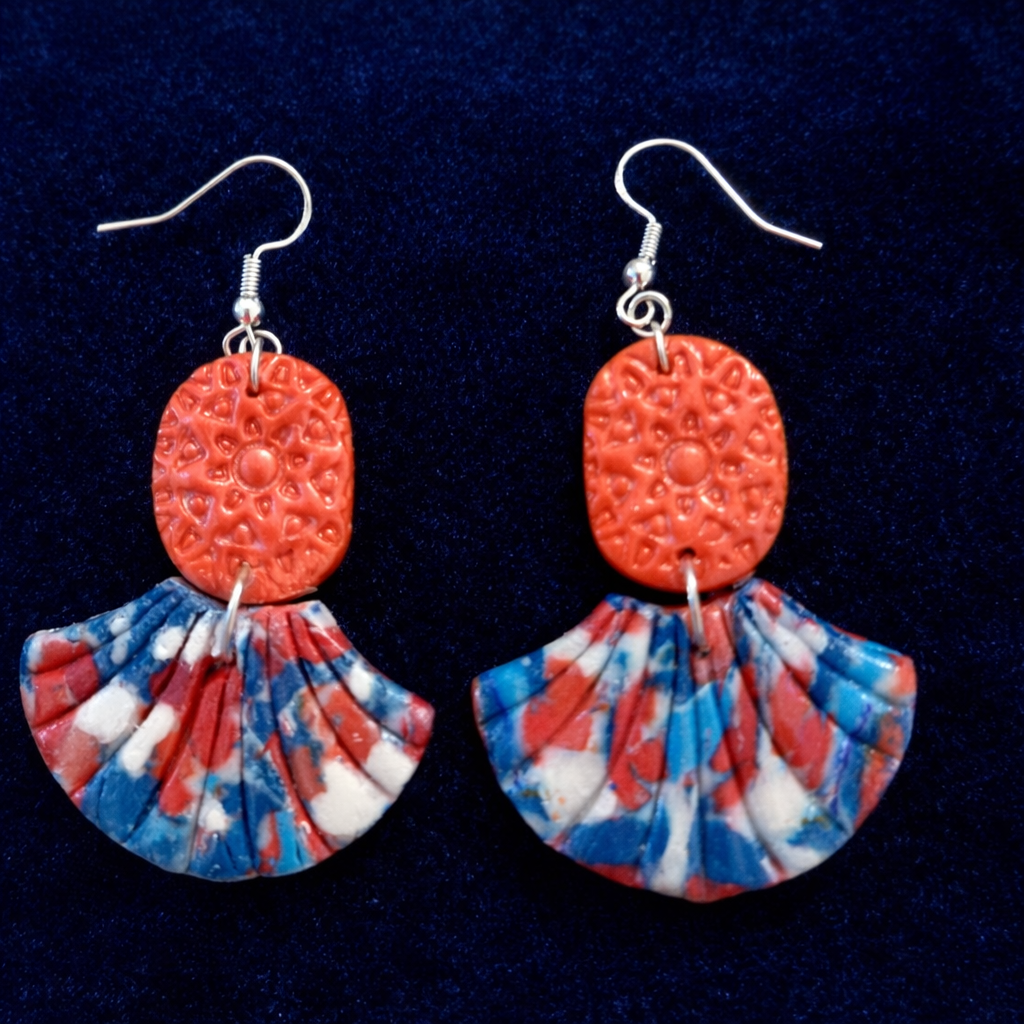 Pendientes de plata en tono coral