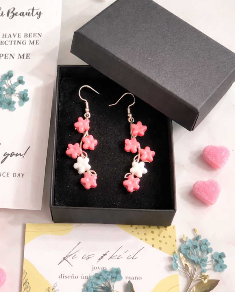 Eye-catching coral tone silver earrings