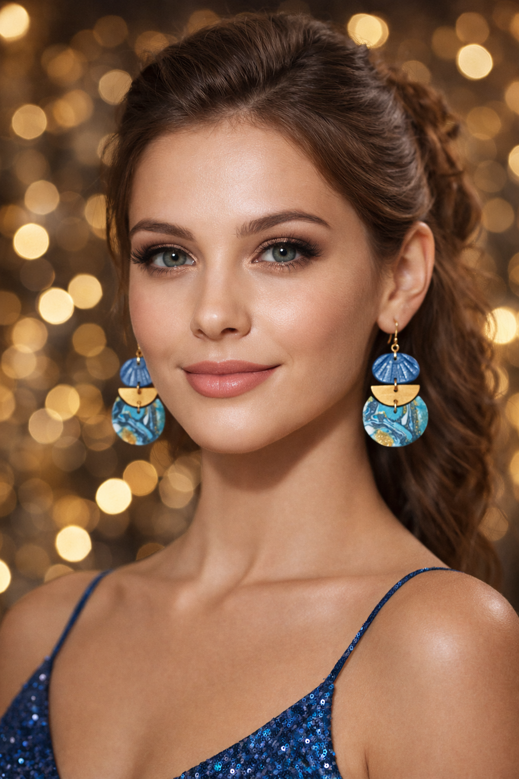 Pendientes dorados, inspiración oriental