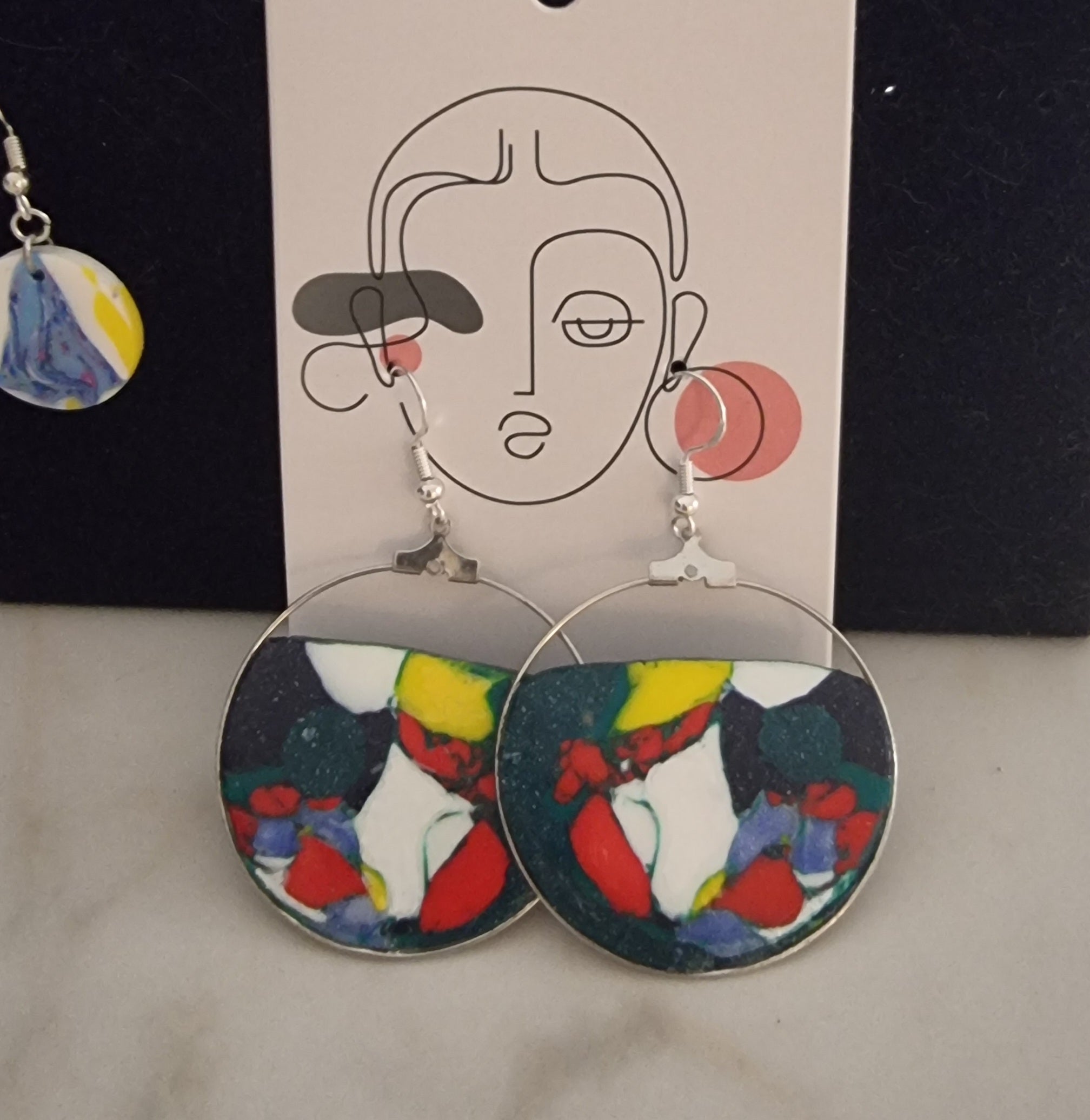 Pendientes de plata con mosaico multicolor
