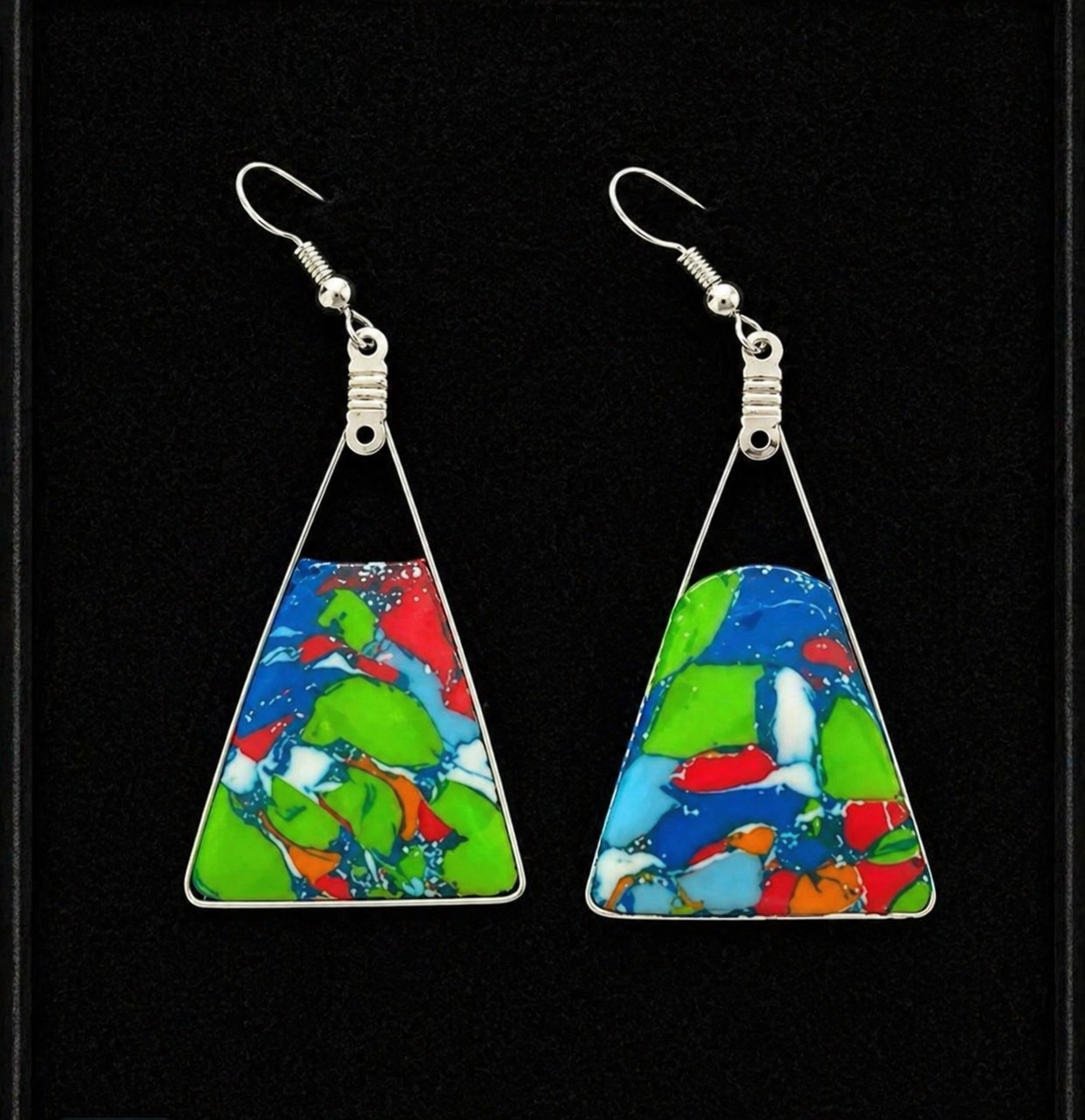 Pendientes de plata de bonito mosaico