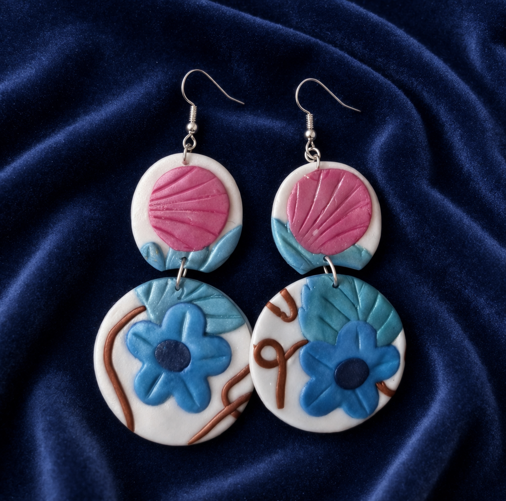 Preciosos pendientes de plata de dos piezas