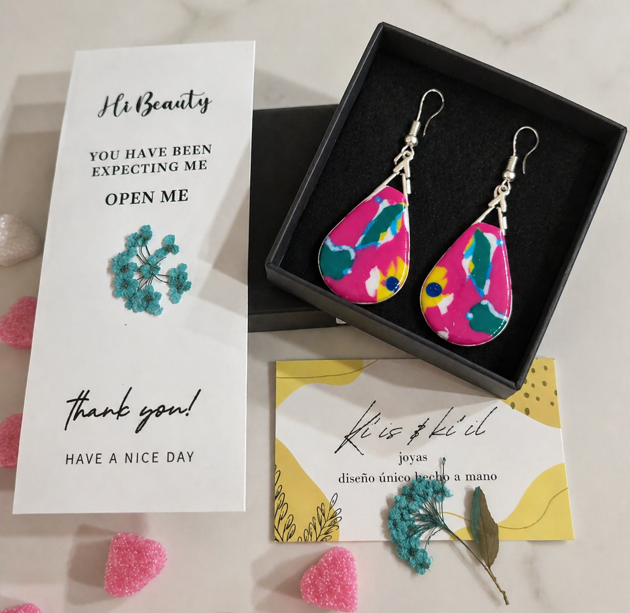 Pendientes de plata diseño floral