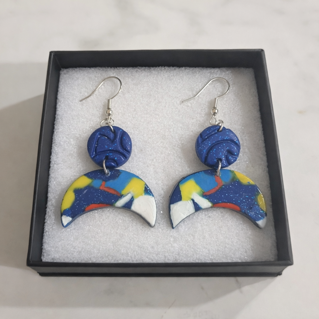 Pendientes de plata diseño de media luna