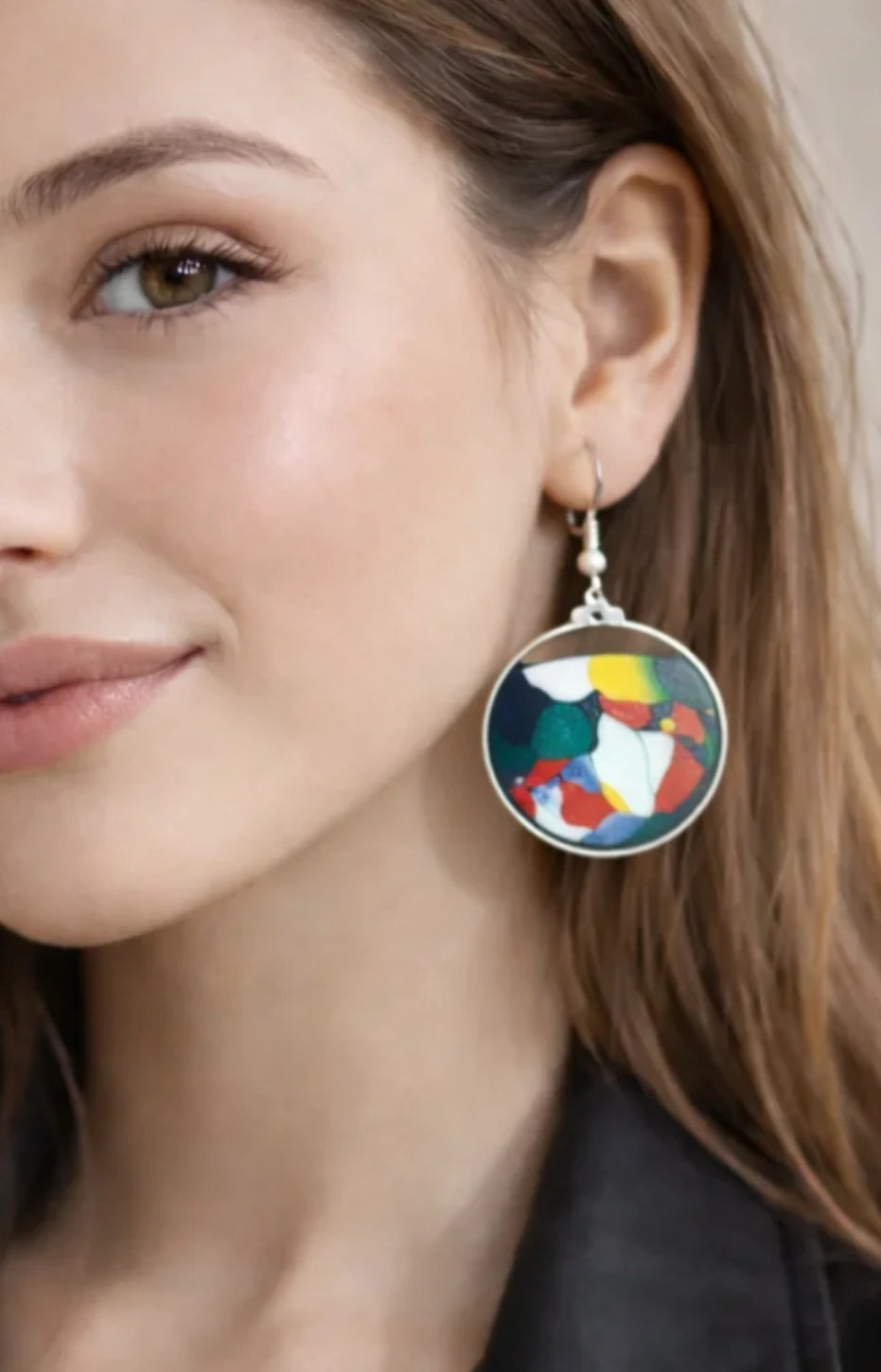 Pendientes de plata con mosaico multicolor