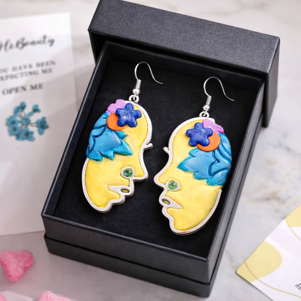 Pendientes de plata de diseño abstracto