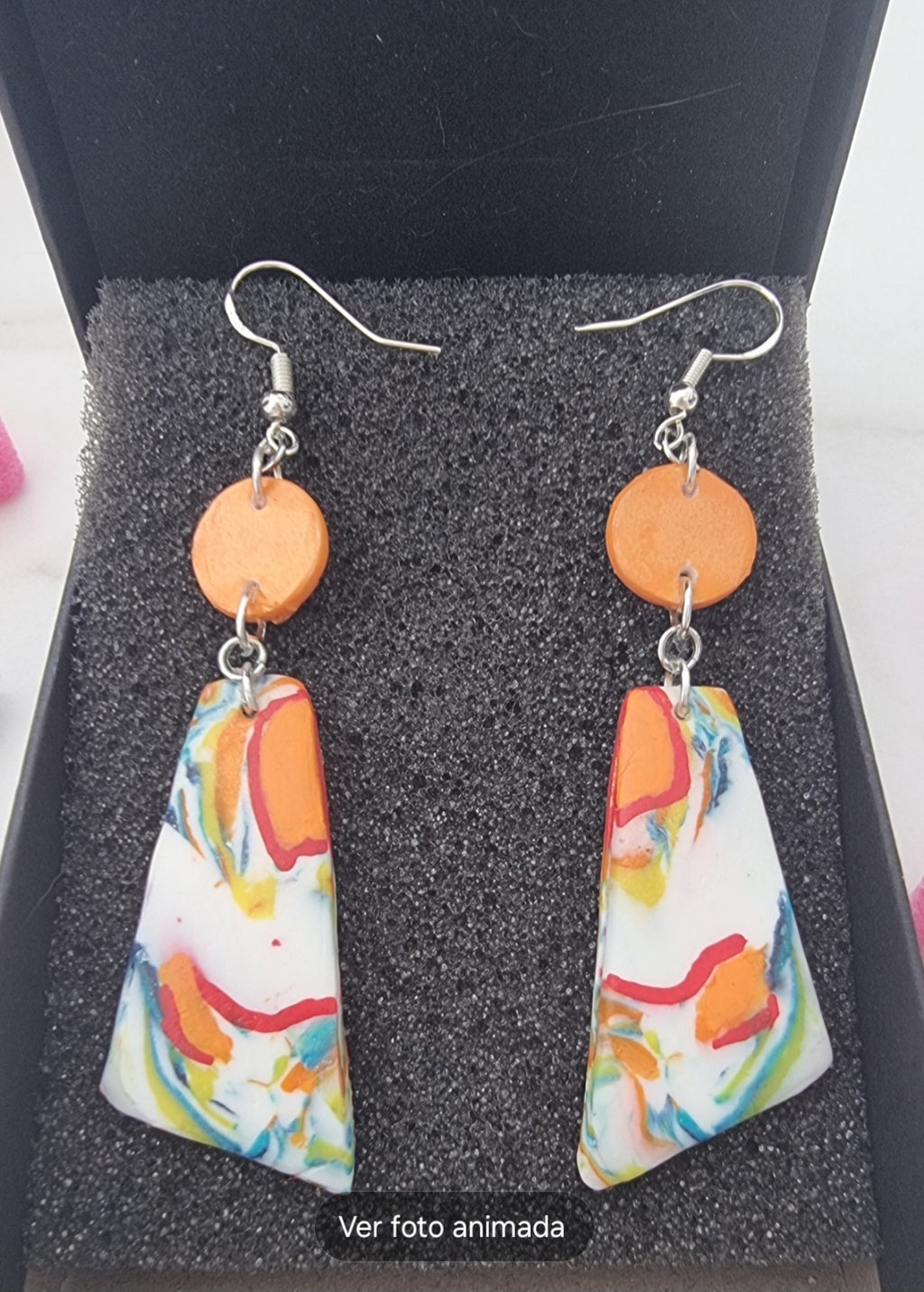 Silver earrings in cheerful colors