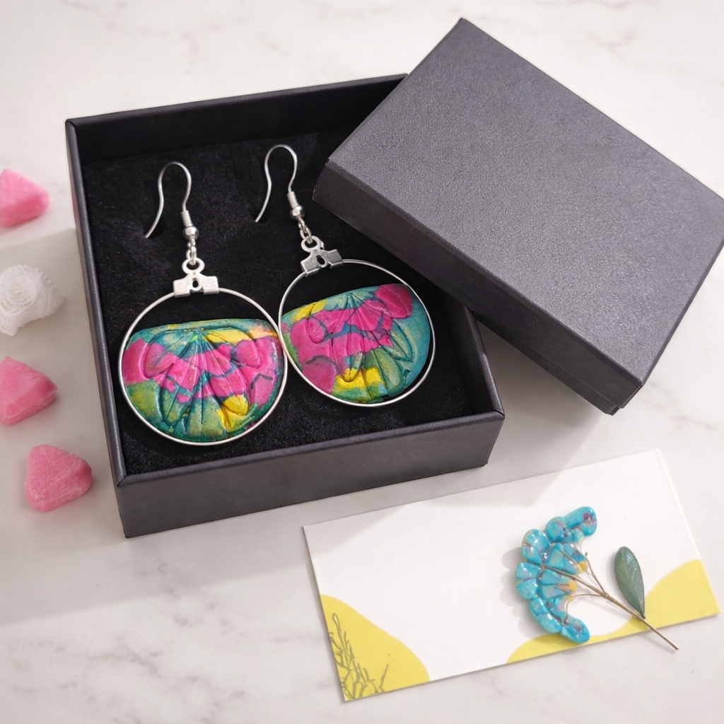 Pendientes de plata con relieve muy primaveral