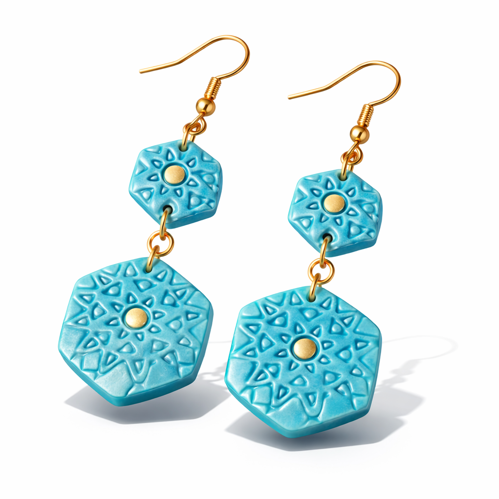 llamativos pendientes tono turquesa