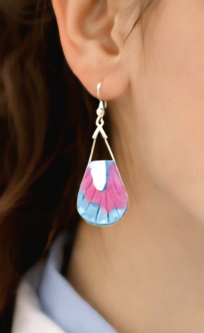 Pendientes de plata diseño gota con tonos metalizados