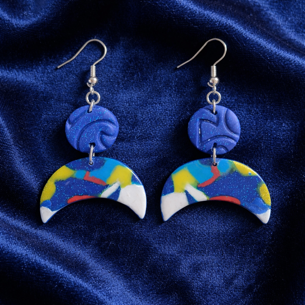Pendientes de plata diseño de media luna