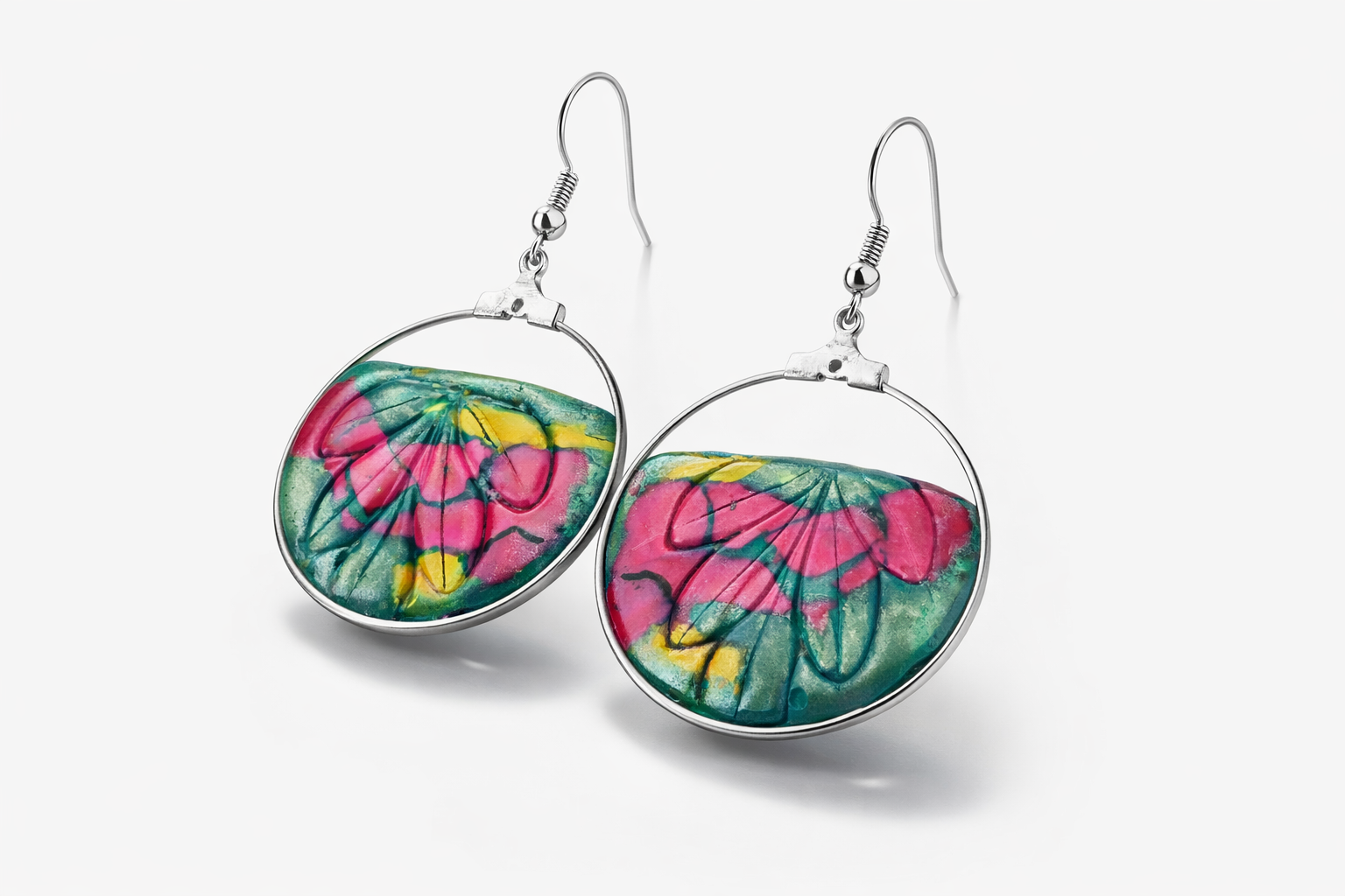 Pendientes de plata con relieve muy primaveral