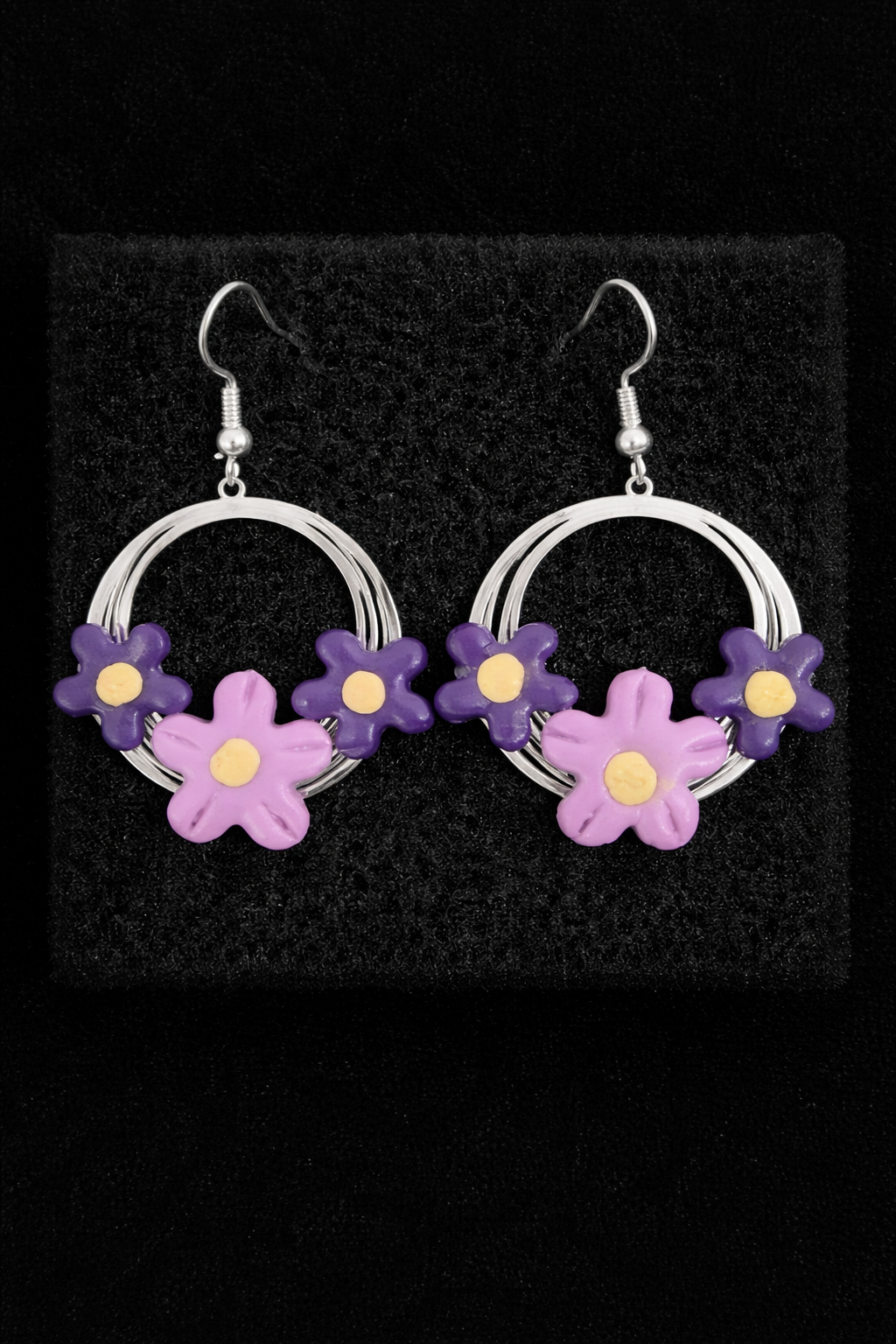 Bonitos Pendientes de plata estilo floral
